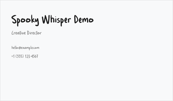 Spooky Whisper Demo Business Card