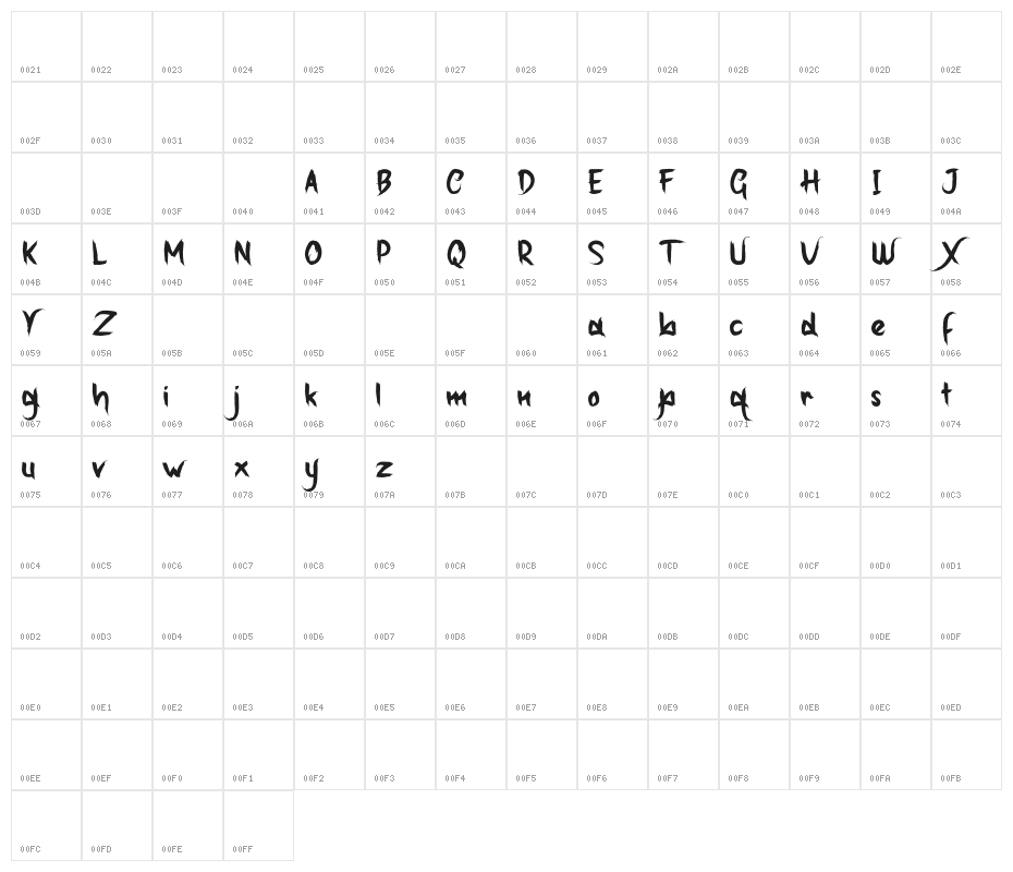 SpookyGhoster-Regular Character Map