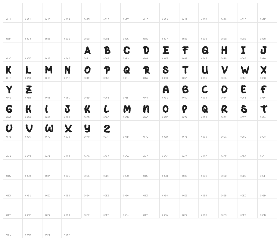 SpookyZombieDEMO-Regular Character Map