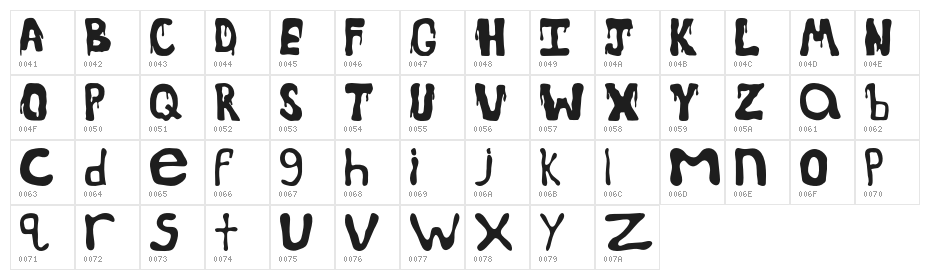 SpoookyDrips-Regular Character Map