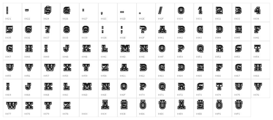 Sport Regular Character Map