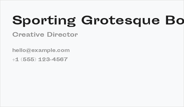 Sporting Grotesque Bold Business Card
