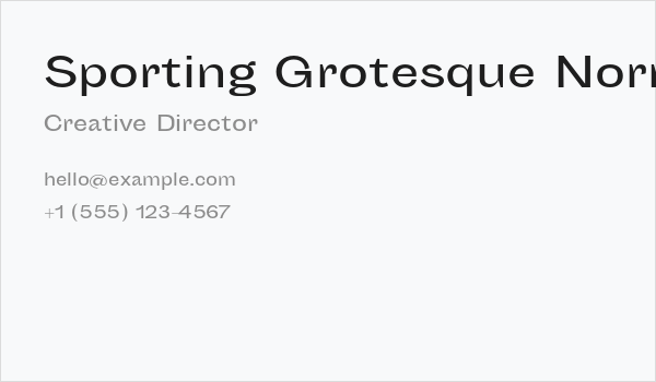 Sporting Grotesque Normal Business Card