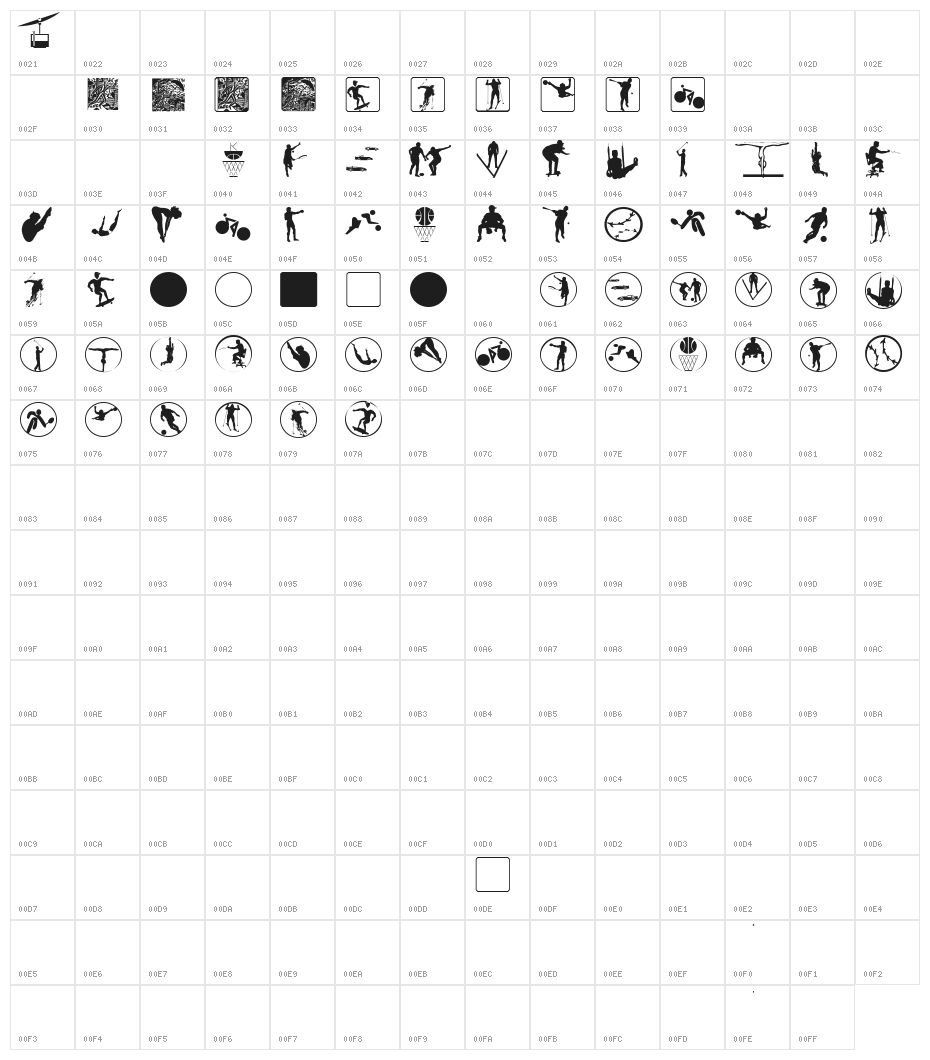 SportiveOne Character Map