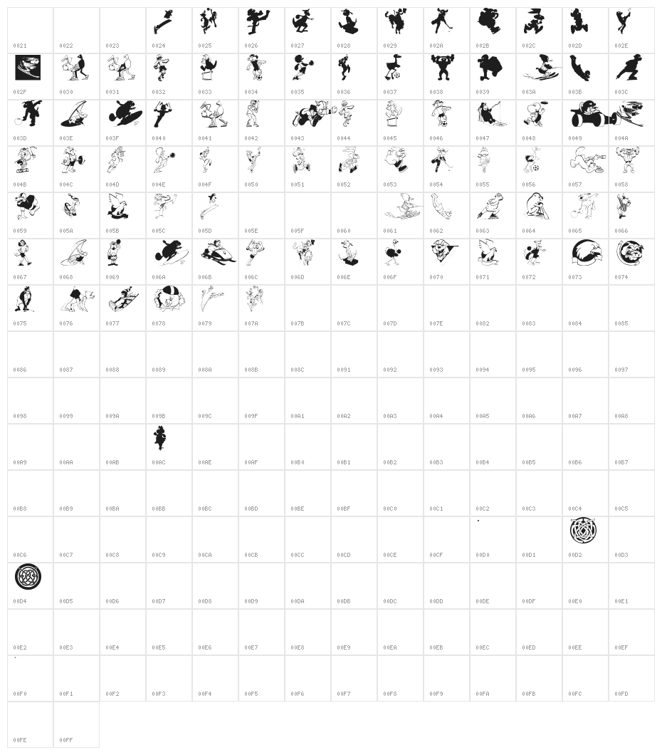 SportsAnimals Character Map