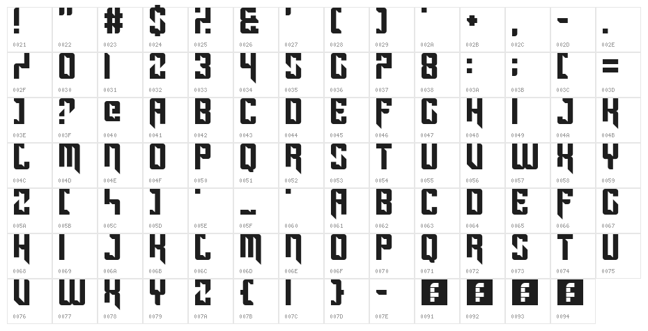 Sportscream Regular Character Map