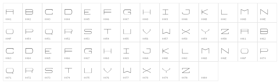 Sprawl SlimRegular Character Map
