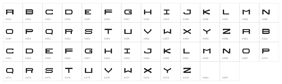 SprawlRegular Character Map