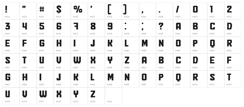 Sprechen Regular Character Map