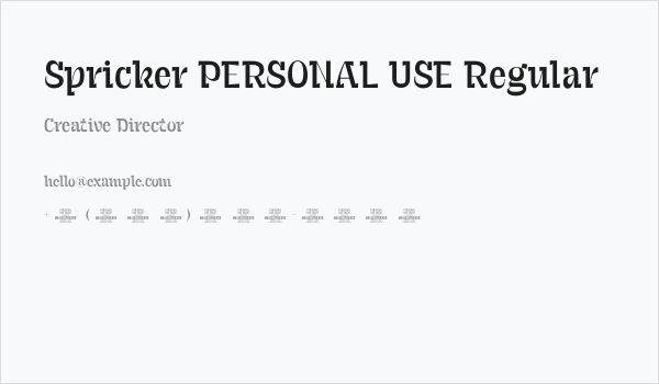 Spricker PERSONAL USE Regular Business Card