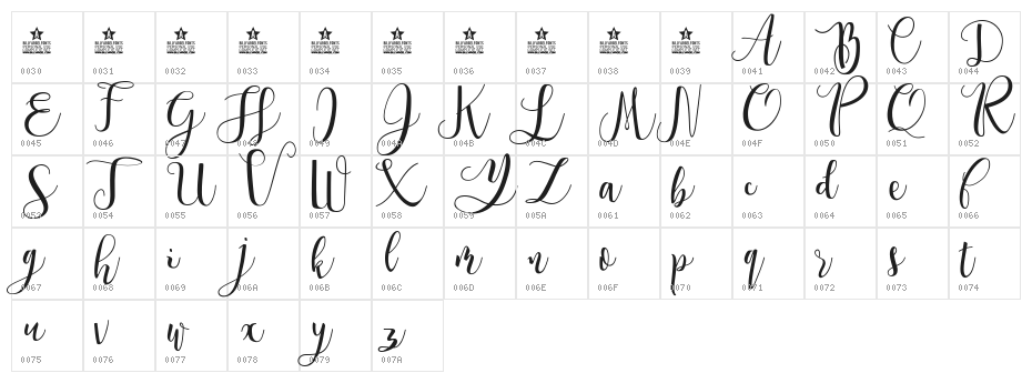 Spring Time Personal Use Character Map