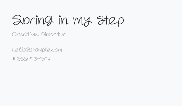 Spring in my step Business Card