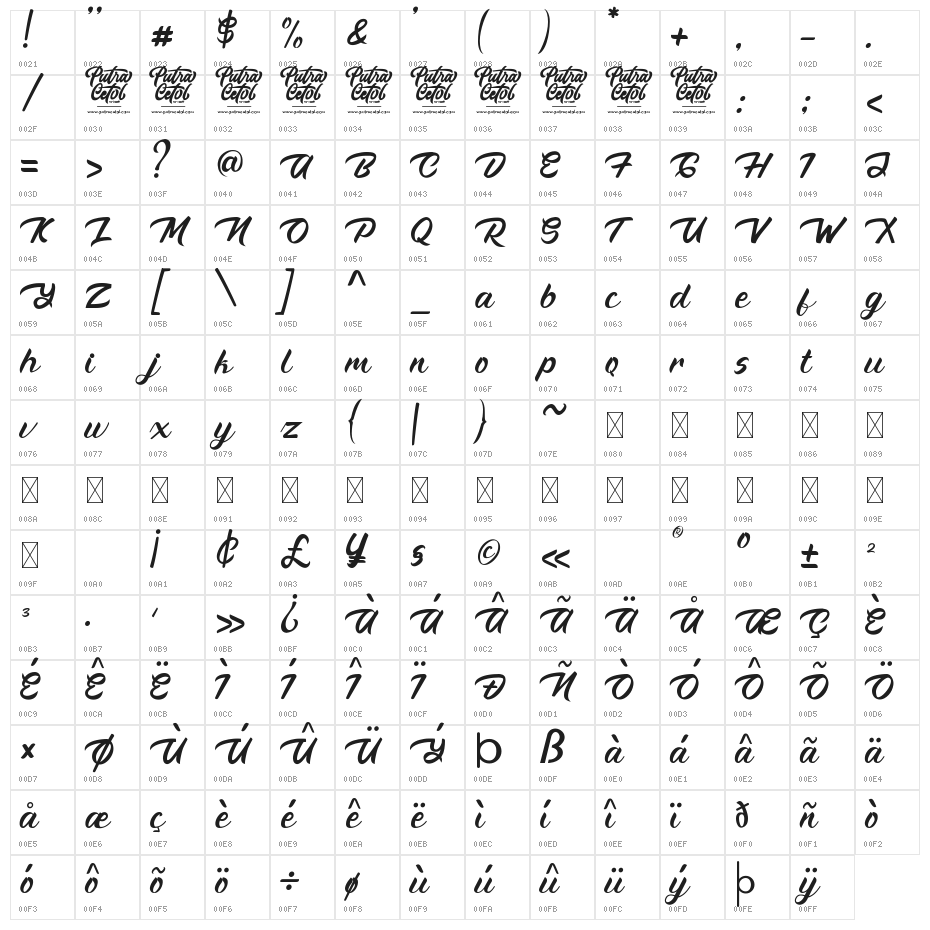 Springate Character Map