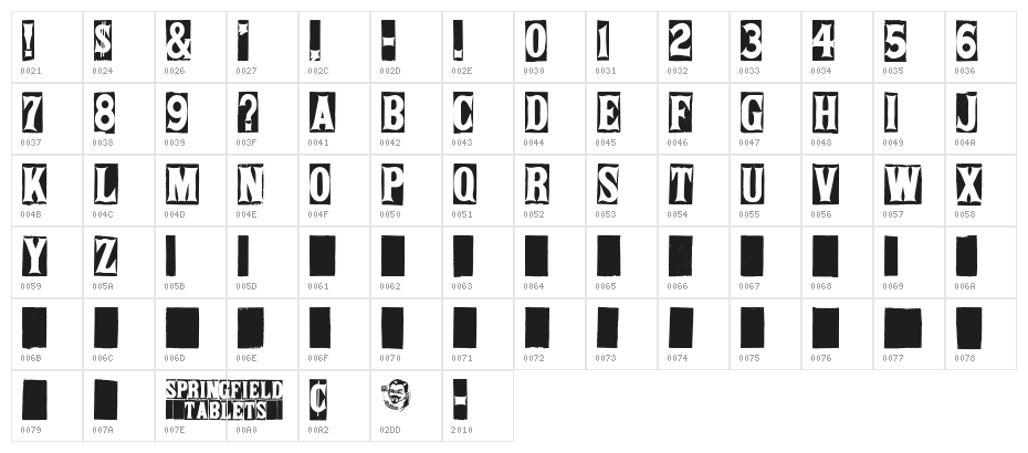 SpringfieldTablets Character Map