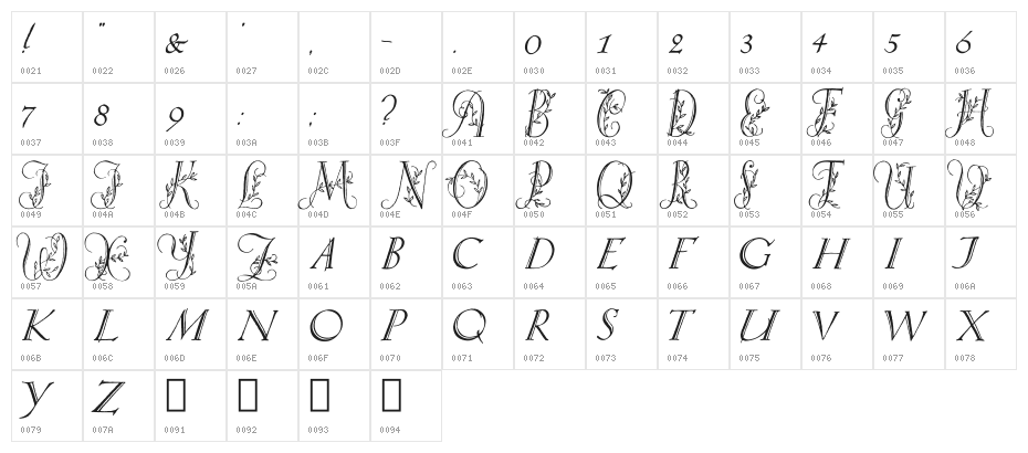 Springtime_Capitals Character Map