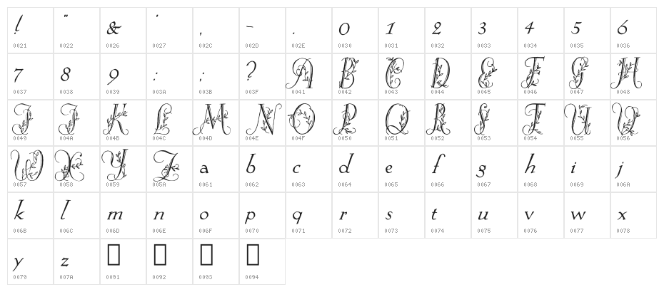 Springtime_Flourish Character Map
