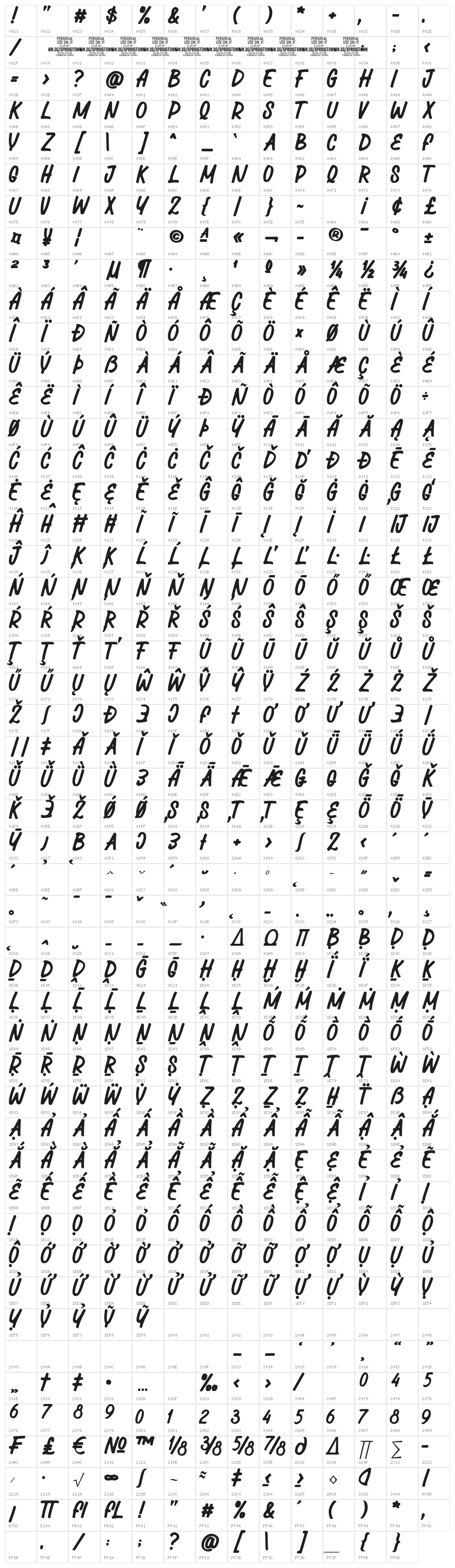 Springtown Market PERSONAL Regular Character Map