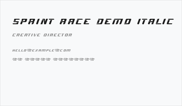 Sprint Race Demo Italic Business Card