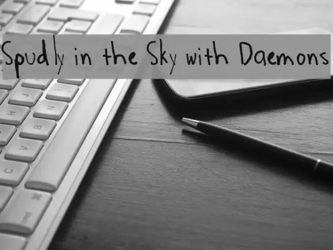 Spudly in the Sky with Daemons Font examples