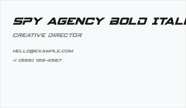 Spy Agency Bold Italic Business Card
