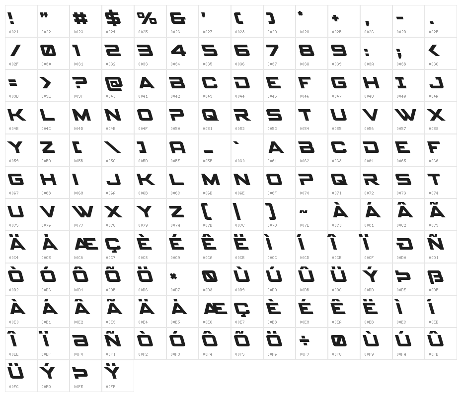Spy Agency Leftalic Character Map