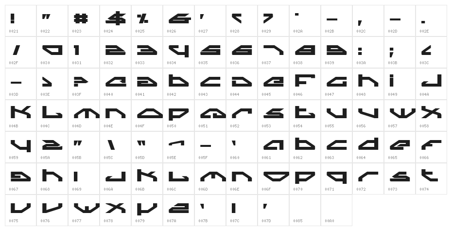 Spylord Bold Expanded Character Map