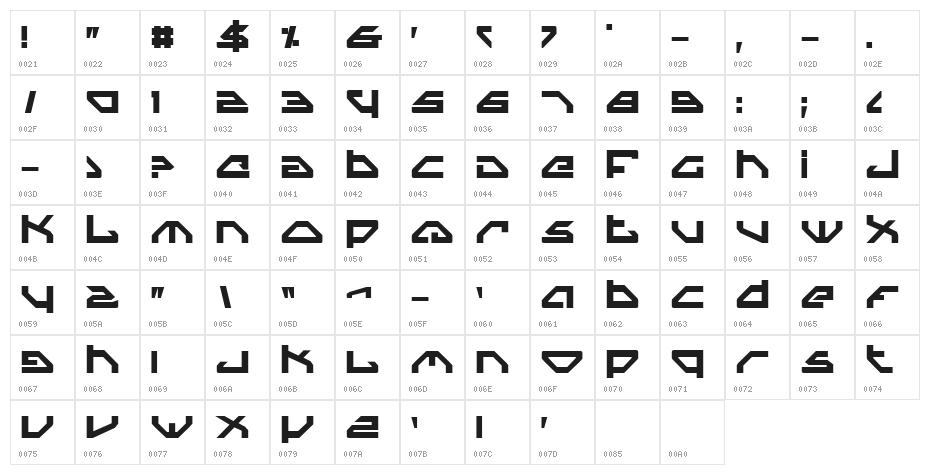 Spylord Bold Character Map