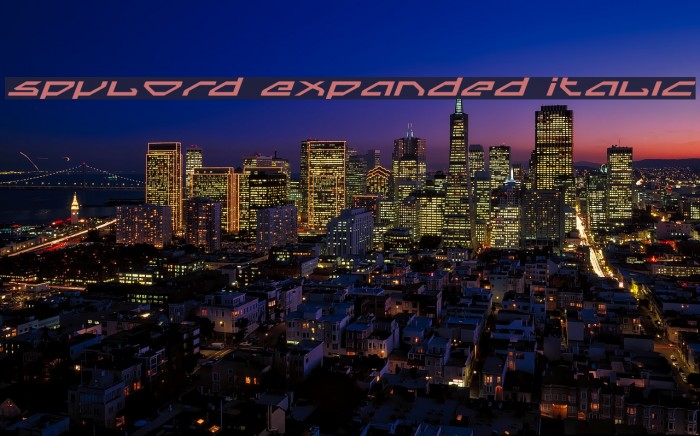 Spylord Expanded Italic Font examples