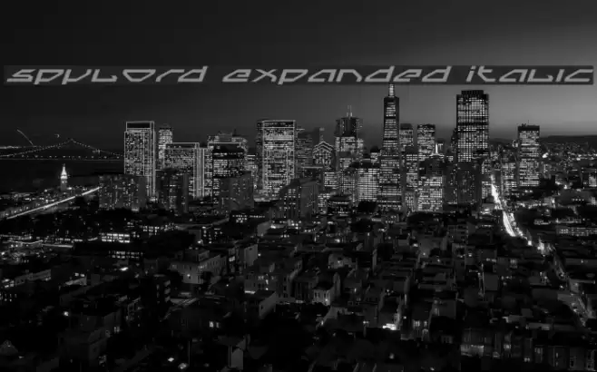 Spylord Expanded Italic Schriftart examples