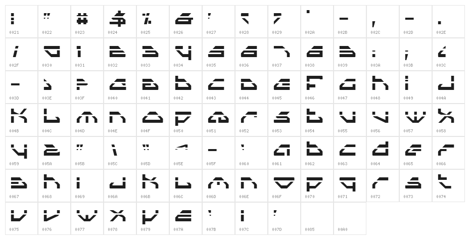Spylord Laser Character Map