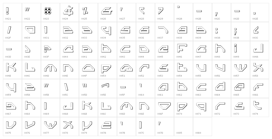 Spylord Outline Character Map