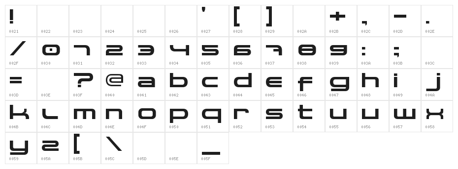 spaceman Character Map