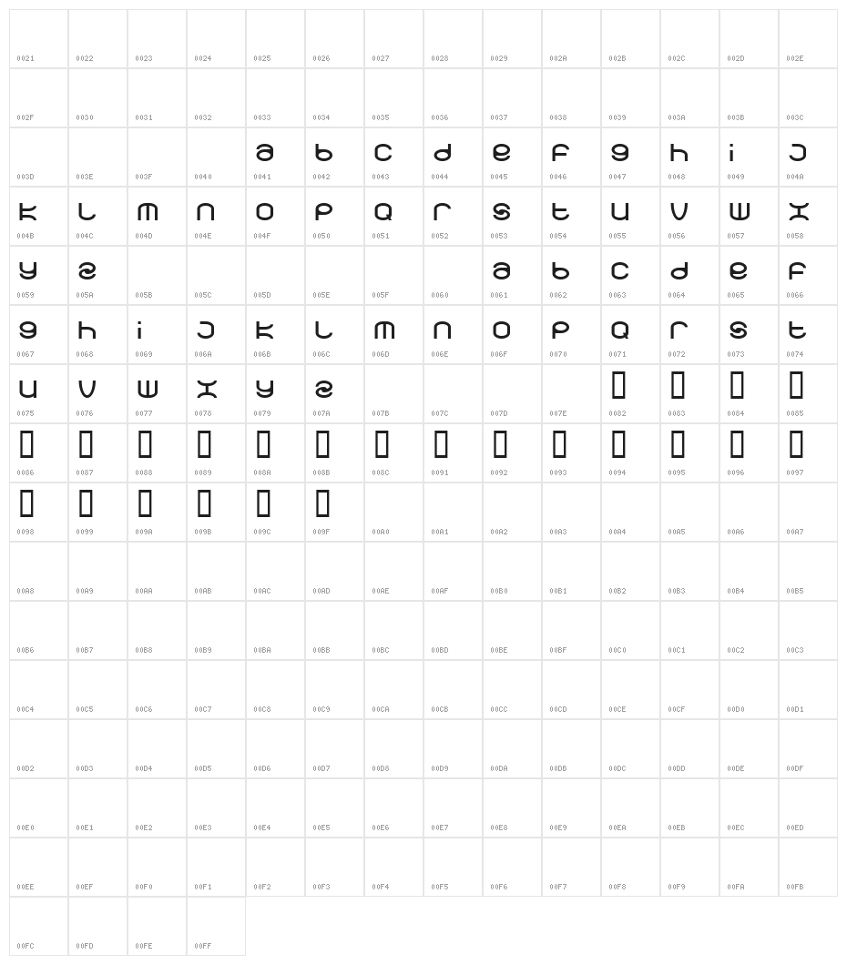 spearbox Character Map