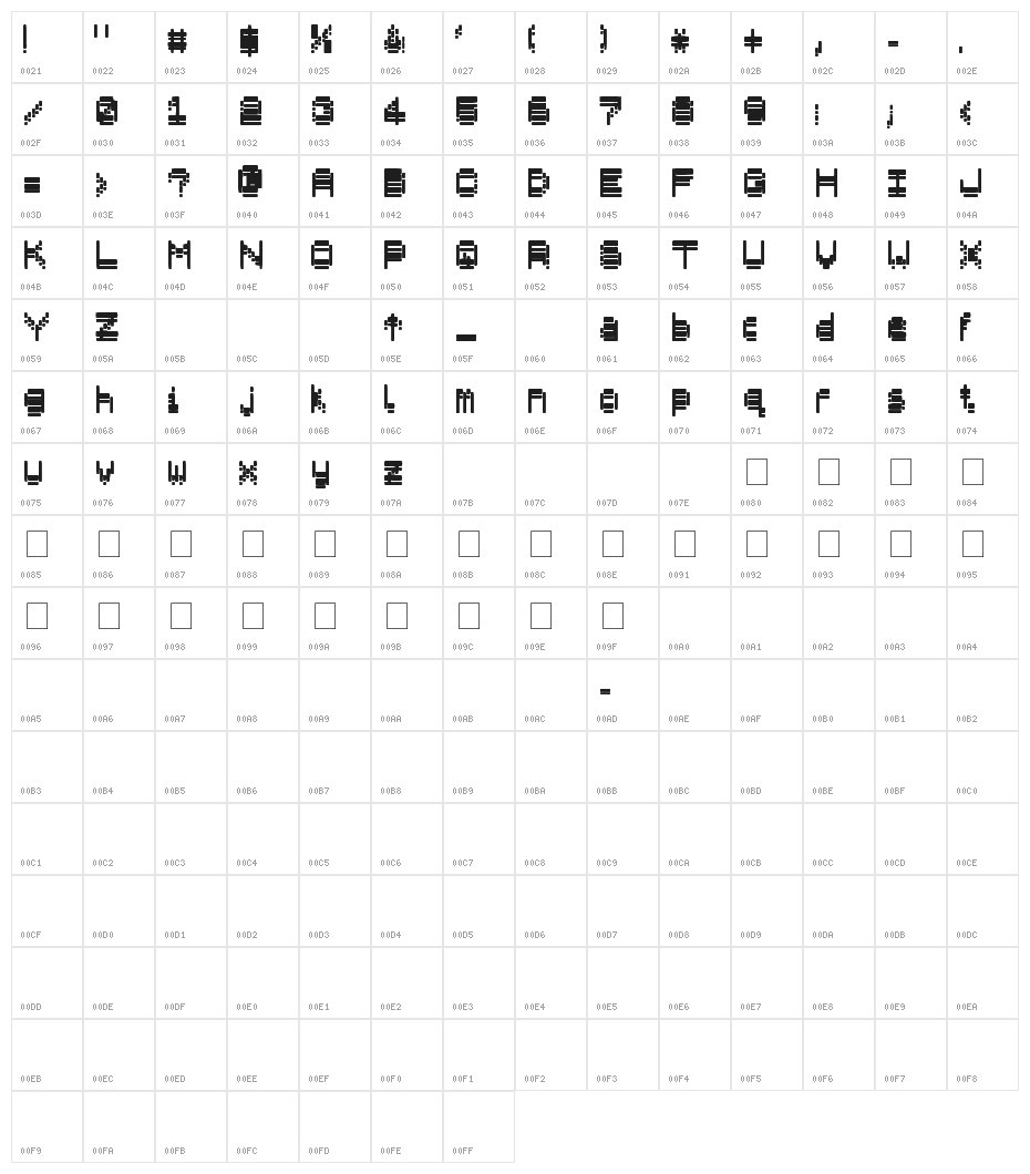 spectrum smudged Character Map