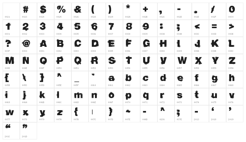 sprayvetica Character Map