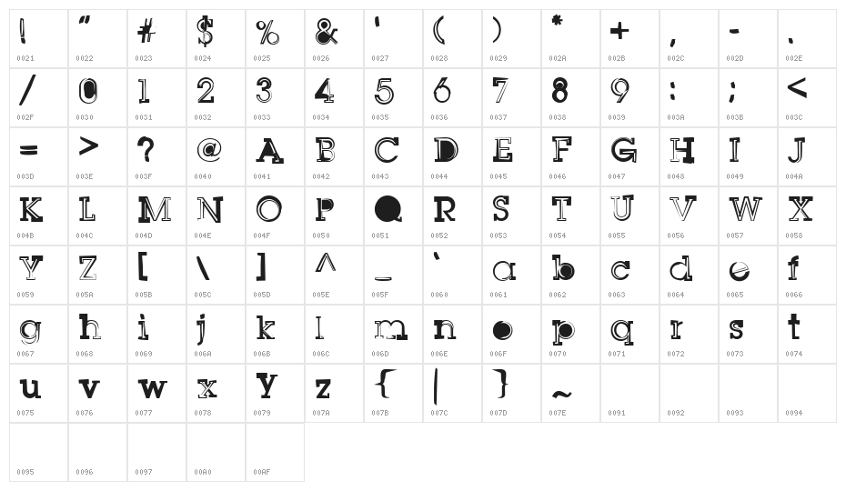 SqSerifOne Character Map