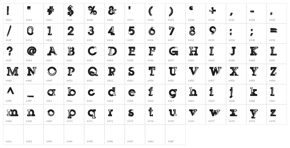 SqSerifThree Character Map