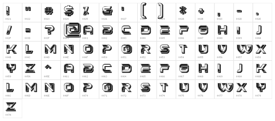 Squalor Halftone Regular Character Map