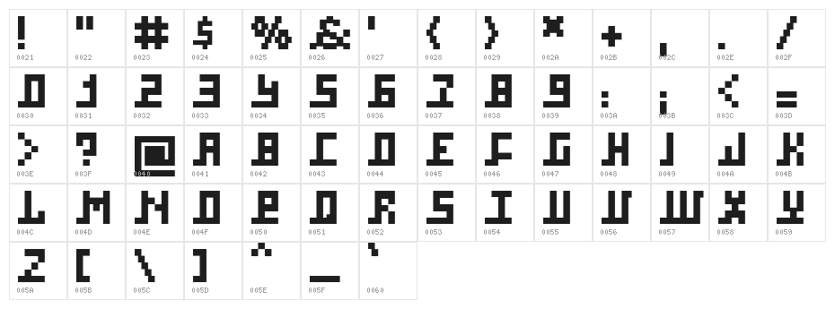 Square Bold Character Map
