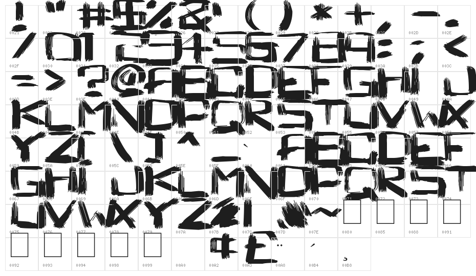 Square Brush Character Map