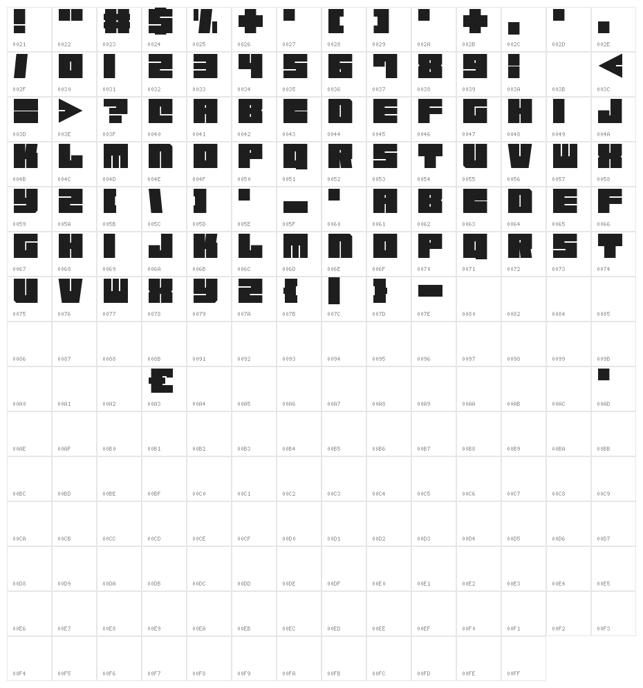 Square Chunks Character Map