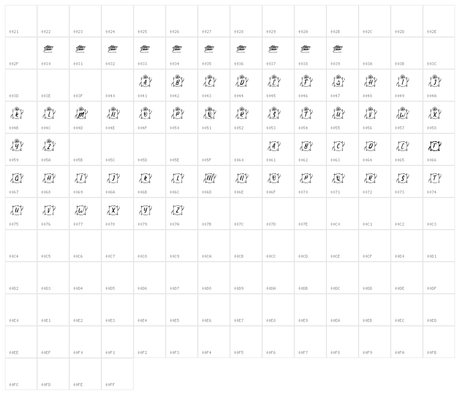 Square Lily Monogram Regular Character Map