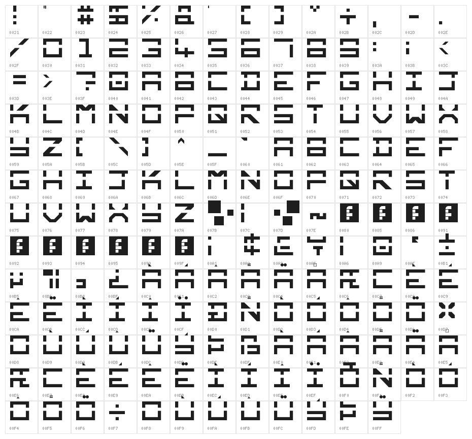Square Mile Regular Character Map