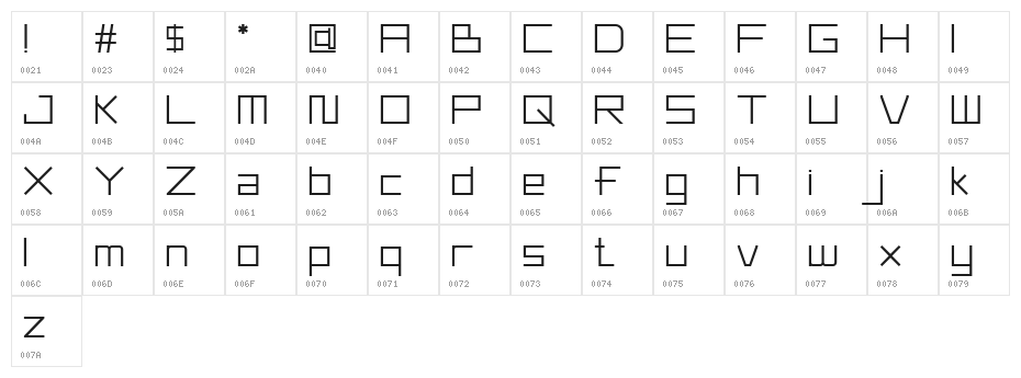 Square Space Character Map