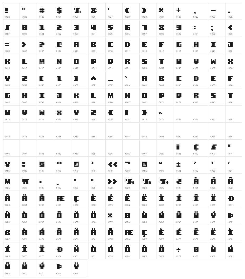Square Stone-7 Character Map