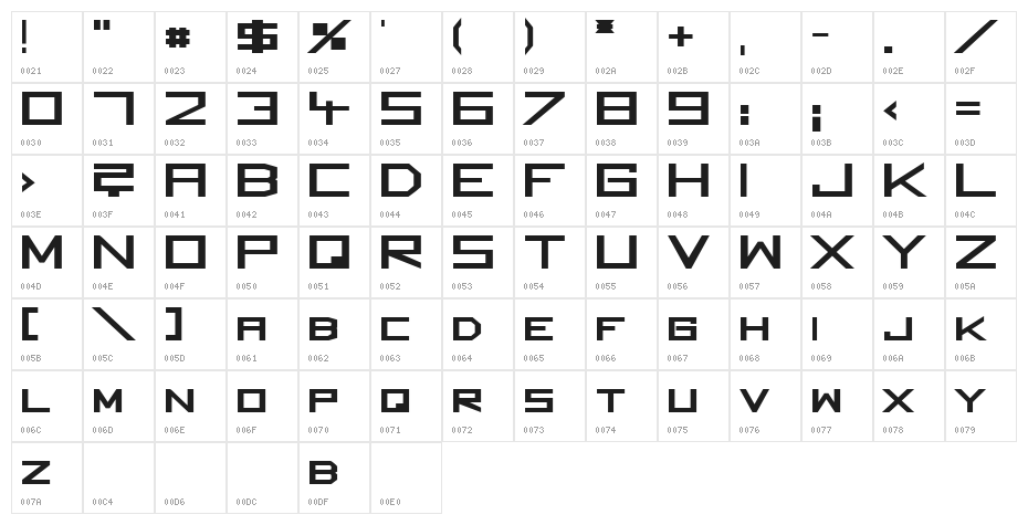 Square Unique ExtraBold Character Map