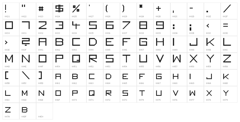 Square Unique Normal Character Map
