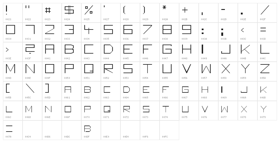 Square Unique Thin Character Map
