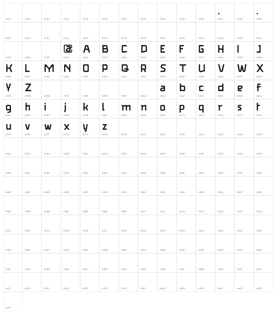 Square [demo ver.] Character Map