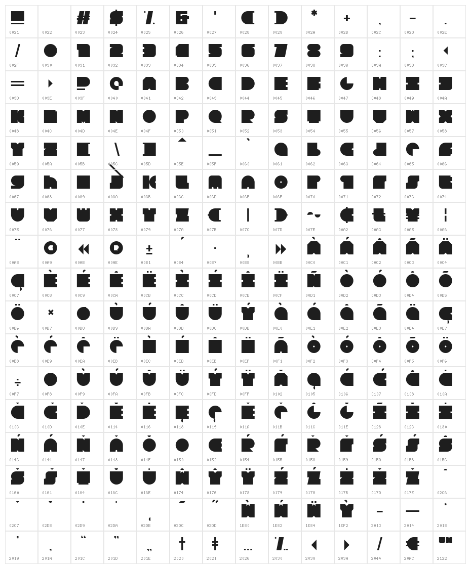 Square80 Character Map